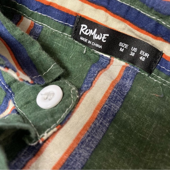 Romwe Button Up Shirt Striped - Picture 2 of 3